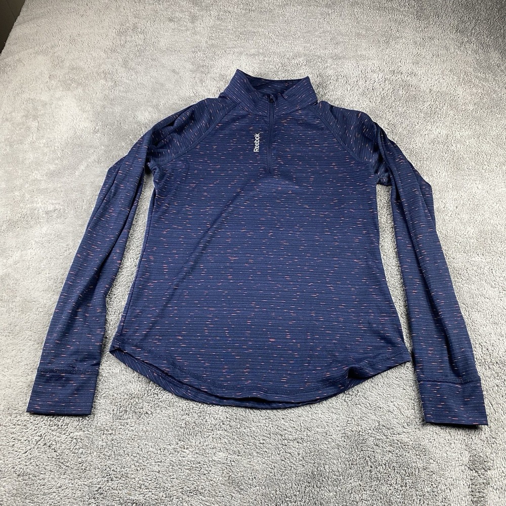 Reebok Performance Quarter‎ Zip Up Shirt Womens XS Blue Long Sleeve Mock Neck